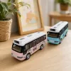 Pink and white toy bus children's educational early education simulation bus model details Picture